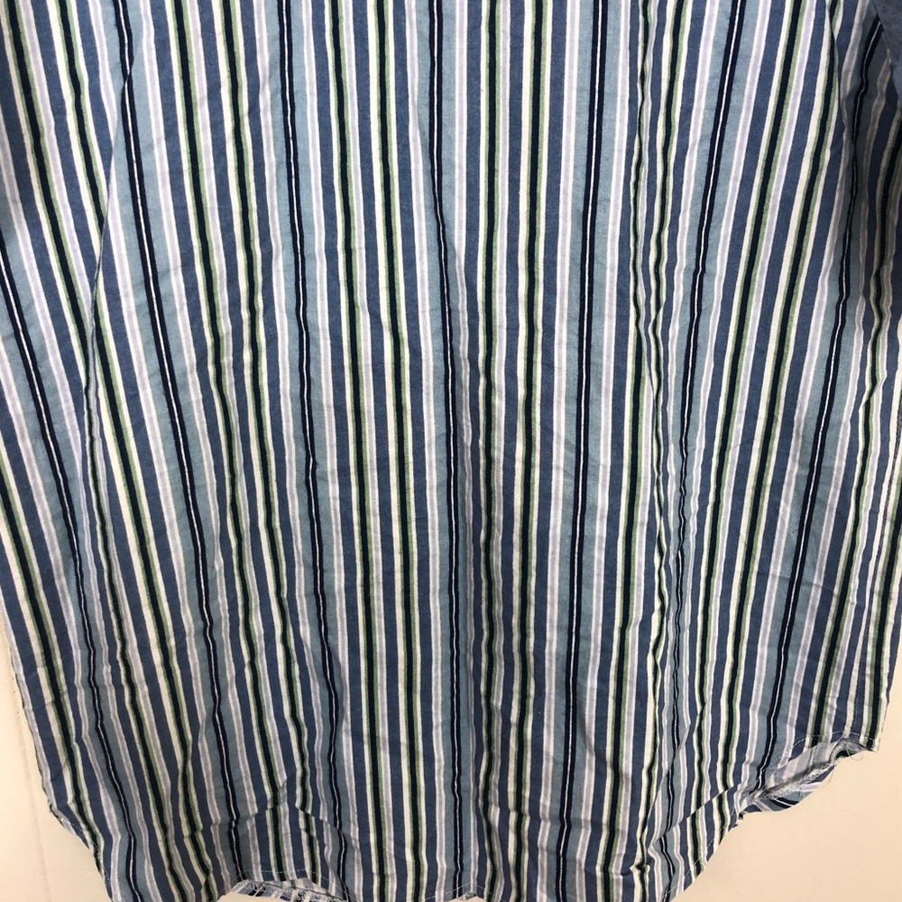 Vintage Striped Short Sleeve Denim Button Down Sz L - Picture 11 of 12